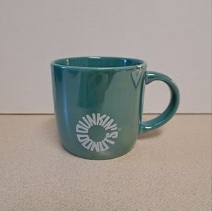 Dunkin’ Donuts Iridescent Turquoise Luster Coffee Mug Circle Logo 2014 Metallic